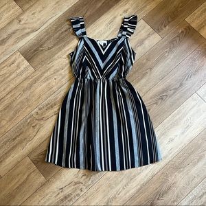 Monteau Striped Dress Navy Blue and White